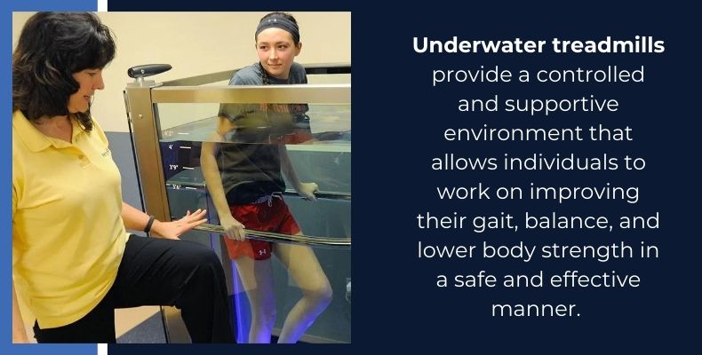 Underwater treadmills provide a controlled and supportive environment